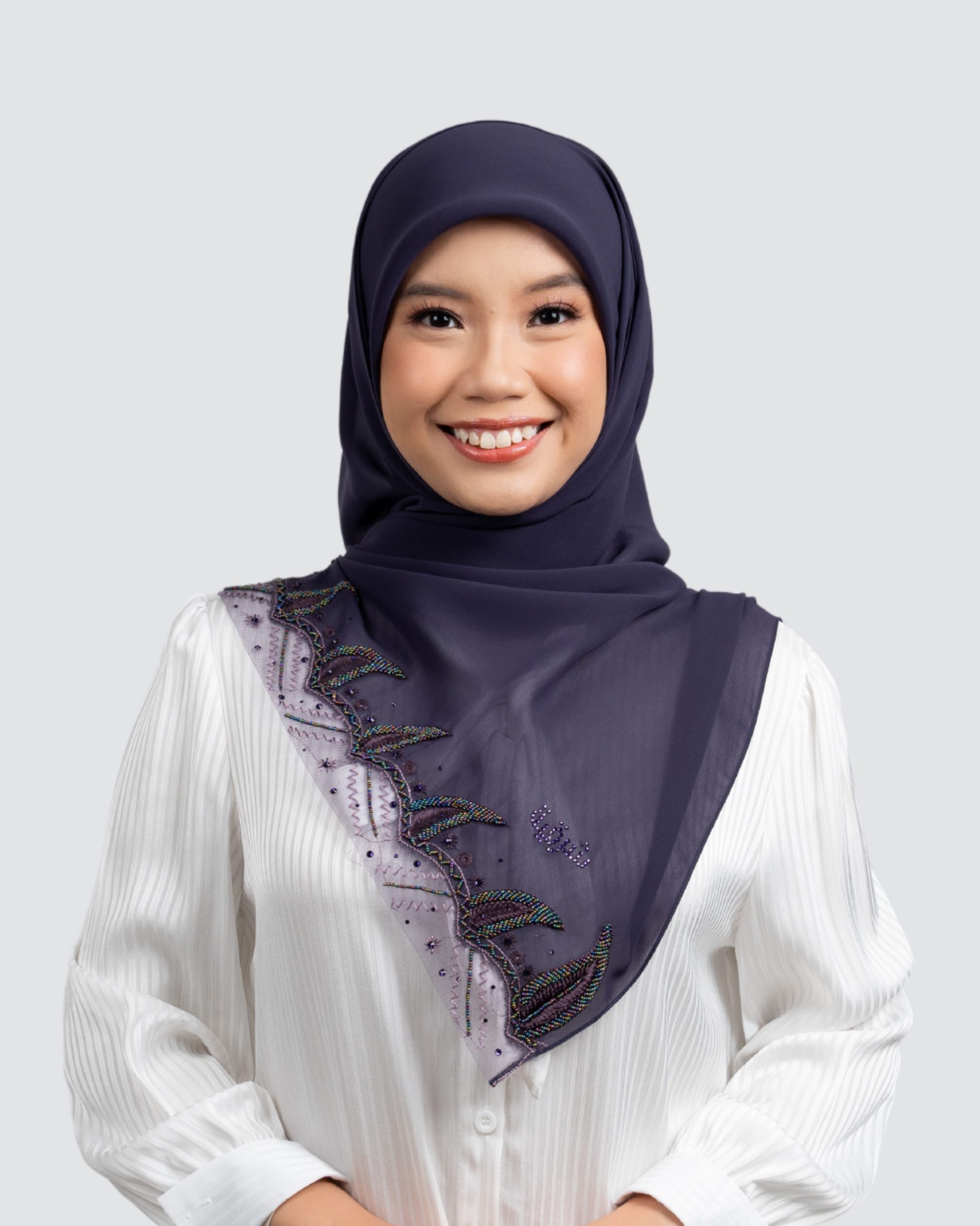 Tania Beads Embroidery Lace Shawl - Mulberry