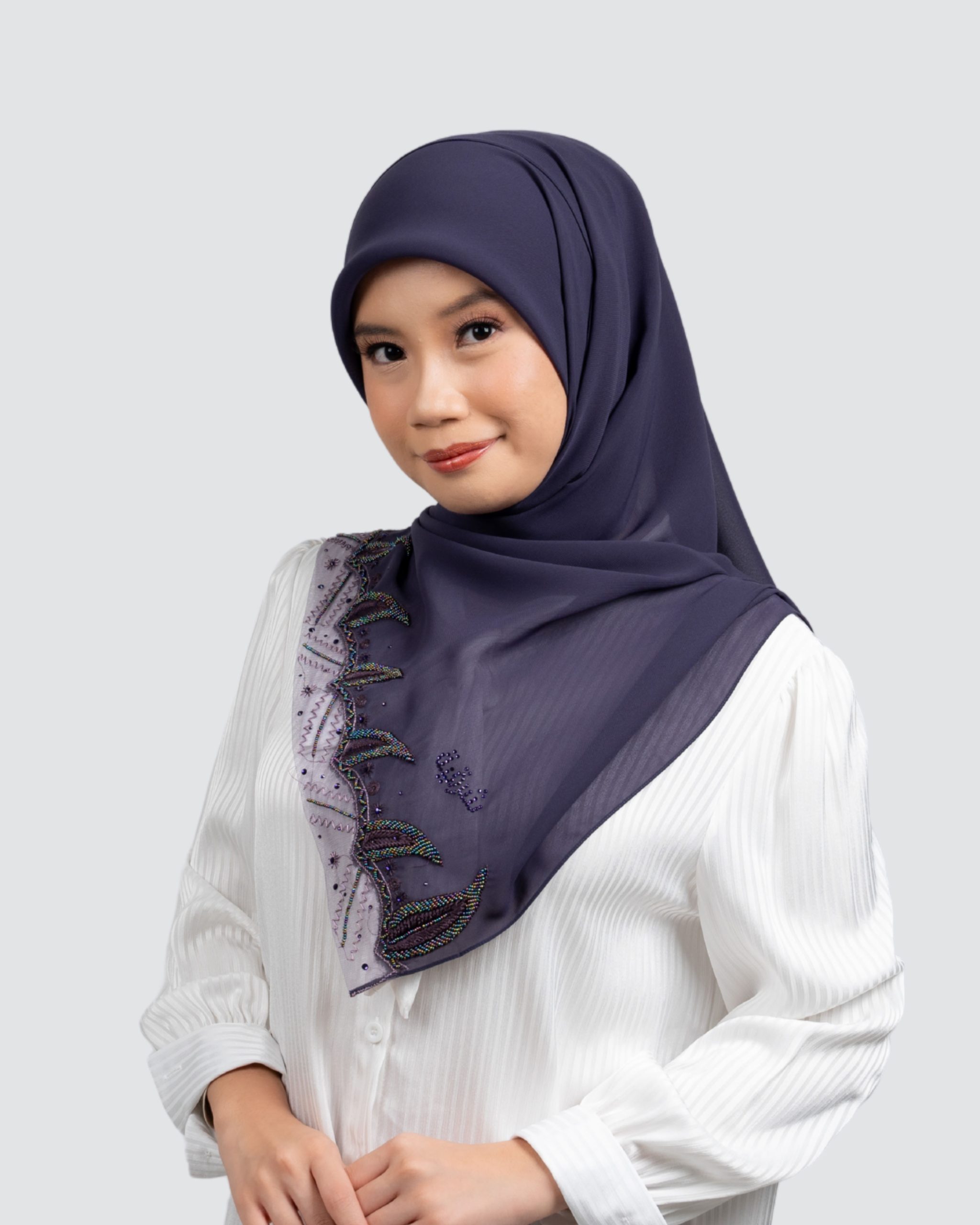 Tania Beads Embroidery Lace Shawl - Mulberry