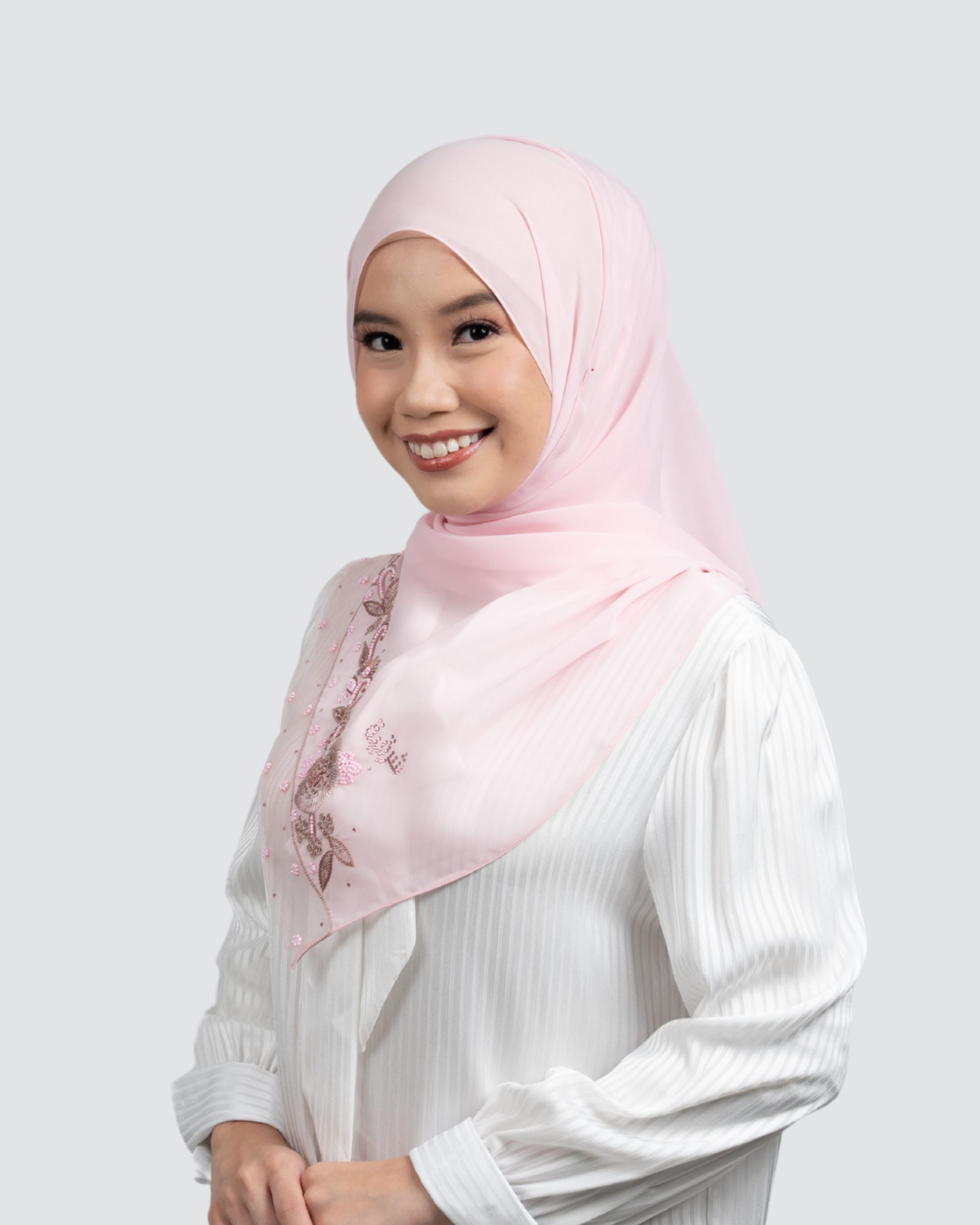 Safiya Embroidery Beads Lace Shawl - Ruby