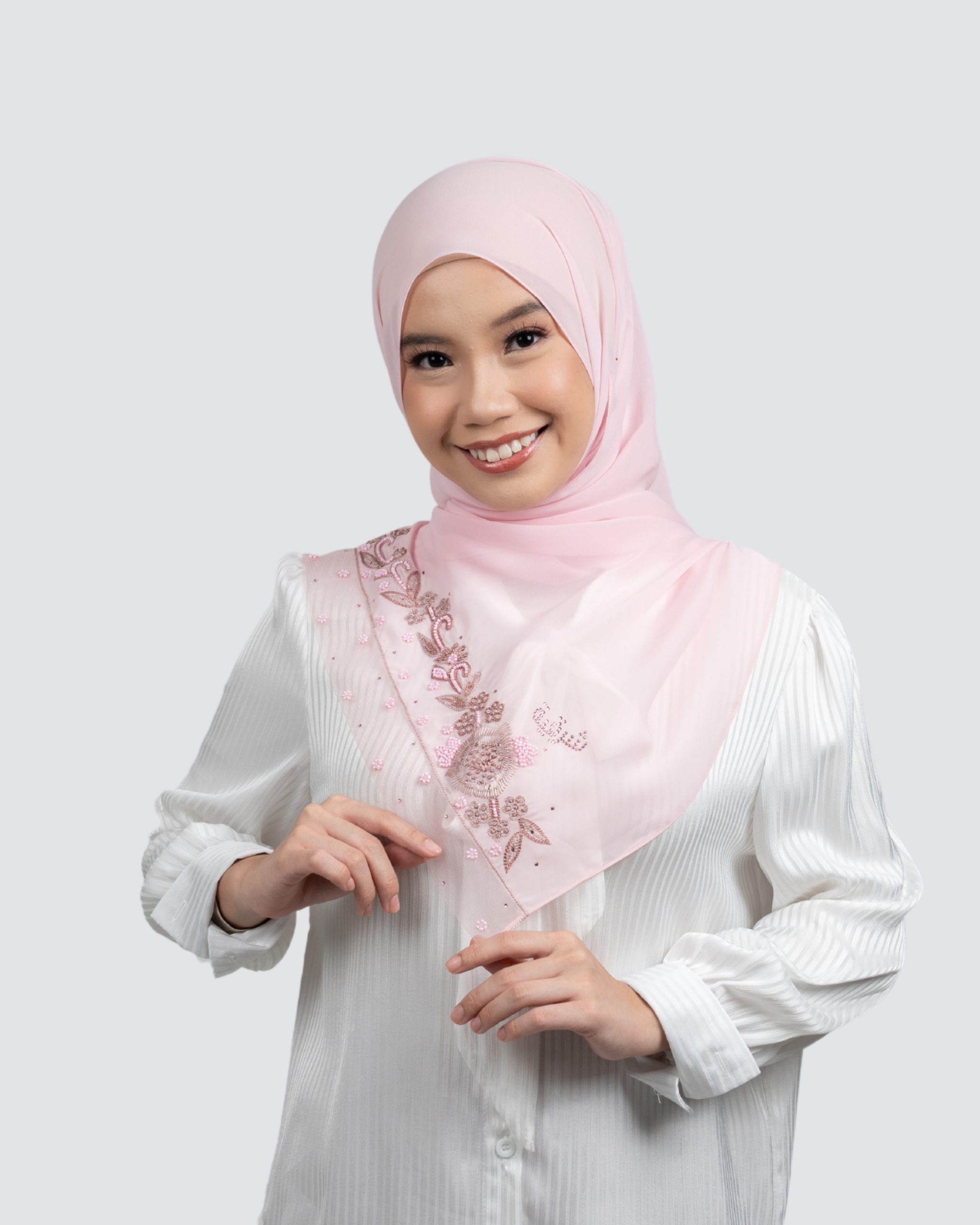 Safiya Embroidery Beads Lace Shawl - Ruby