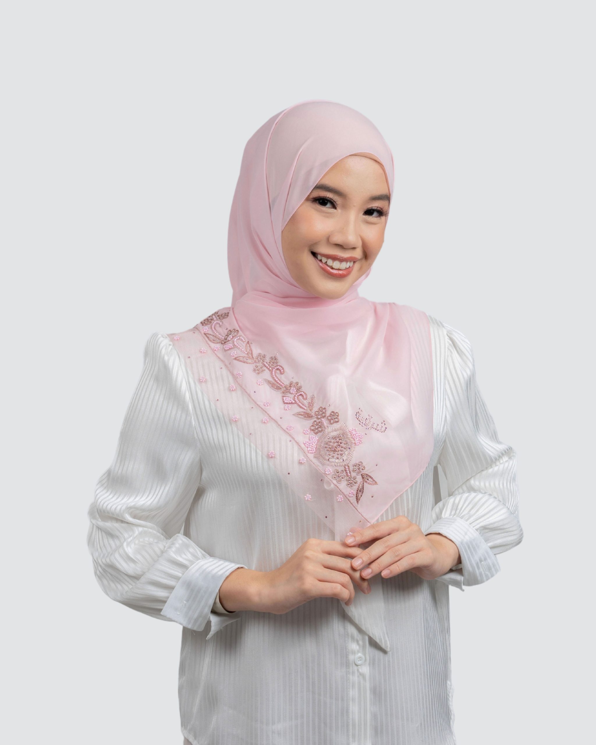 Safiya Embroidery Beads Lace Shawl - Ruby