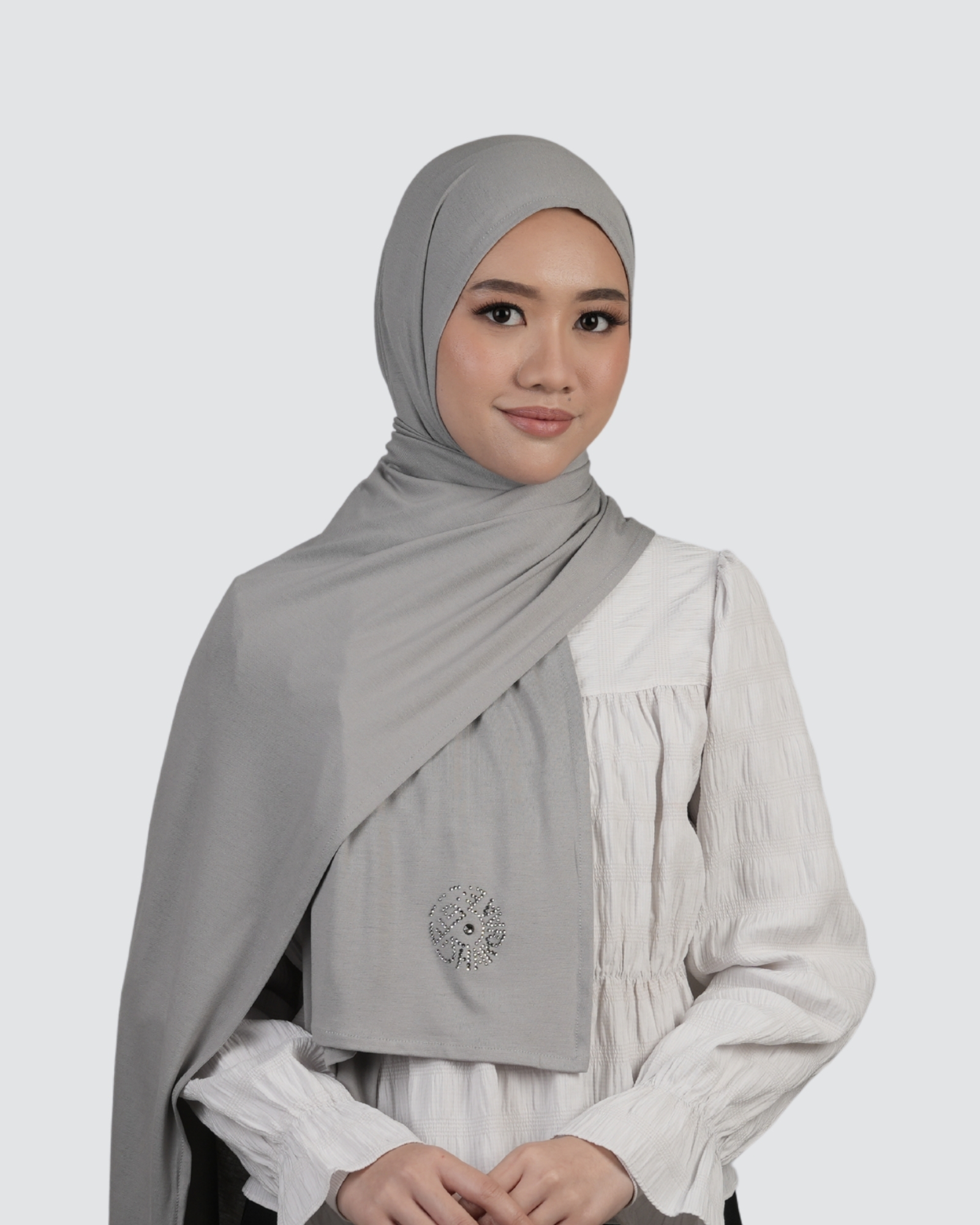 Swarovski Logo Jersey Shawl - Jet Grey