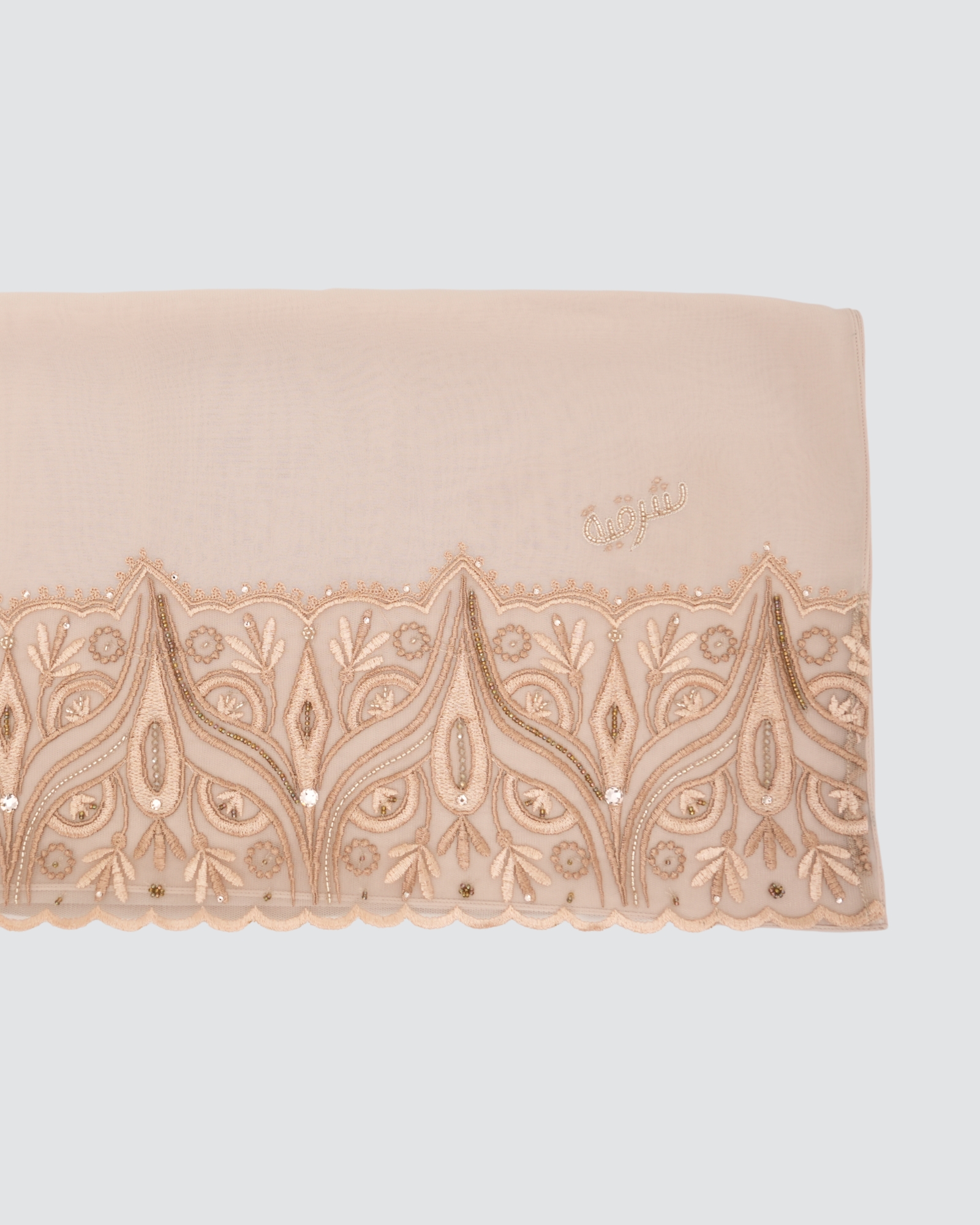Duha Lace Beads Shawl - Almond