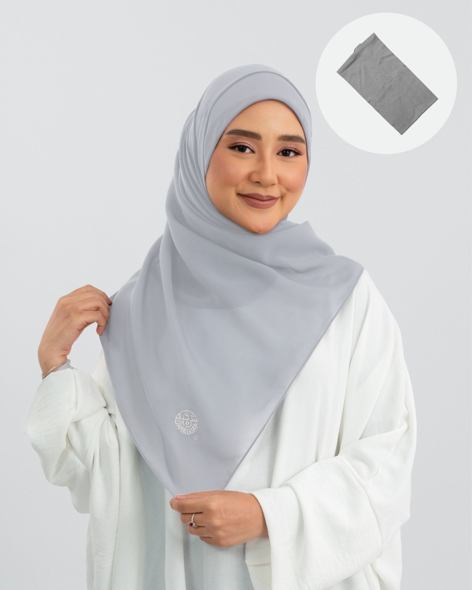 Plain Chiffon Shawl + Tube Inner - Ash