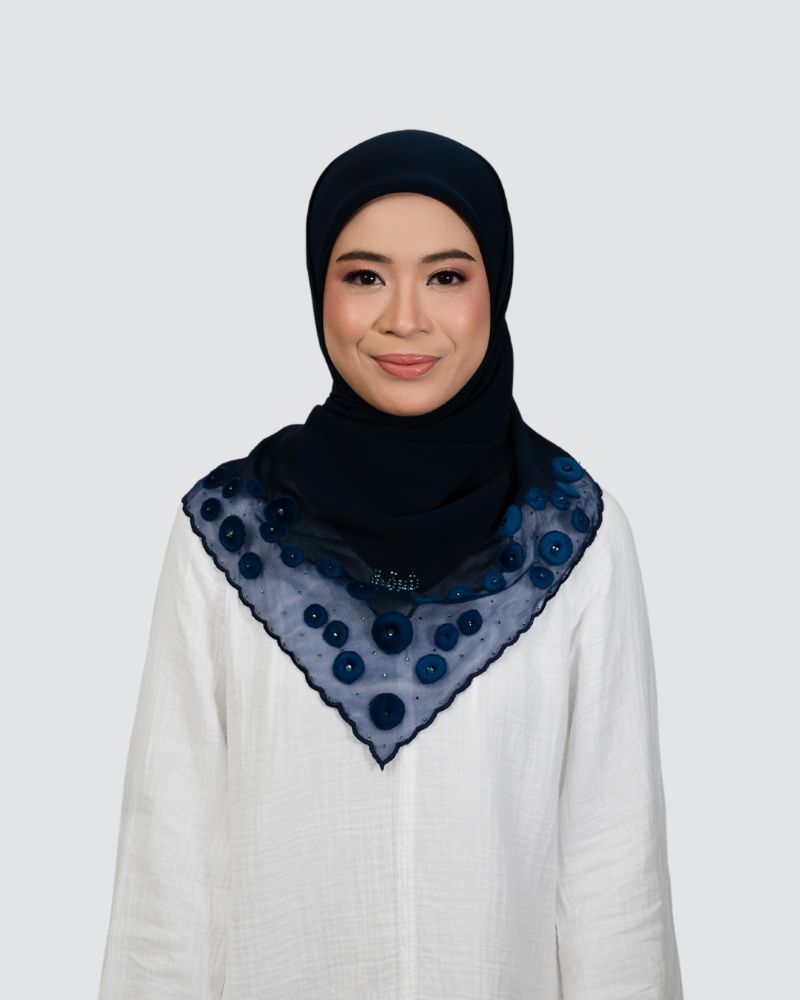 Raneem Lace Square - Cobalt