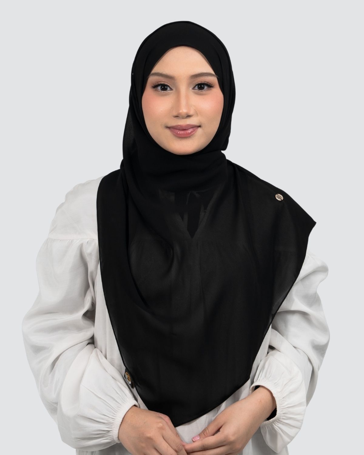 Metal Logo Chiffon Shawl - Black