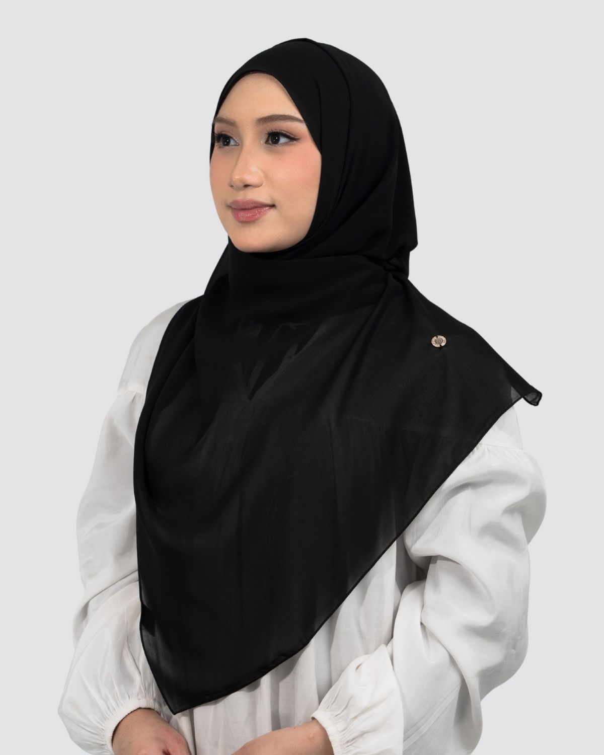 Metal Logo Chiffon Shawl - Black