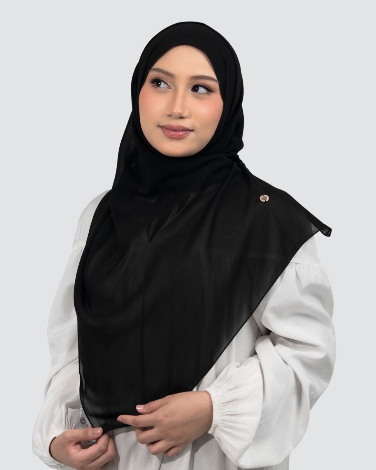 Metal Logo Chiffon Shawl - Black