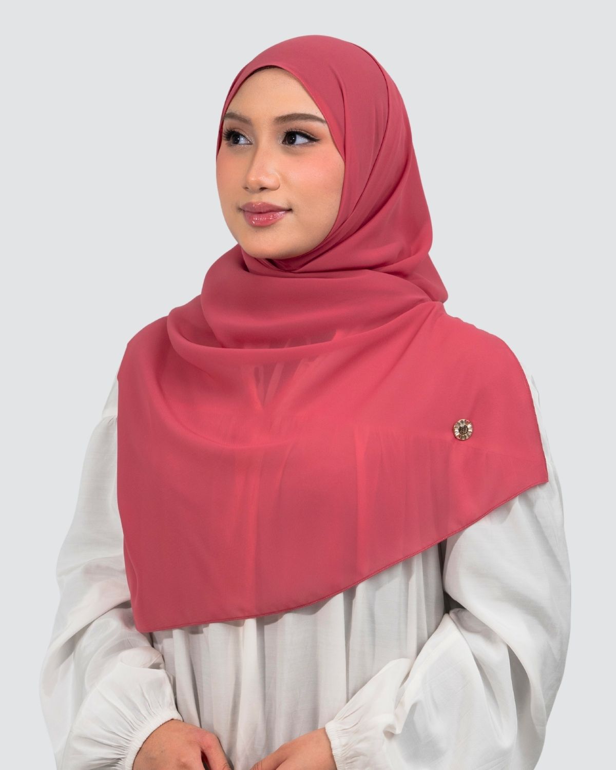 Metal Logo Chiffon Shawl - Cherry