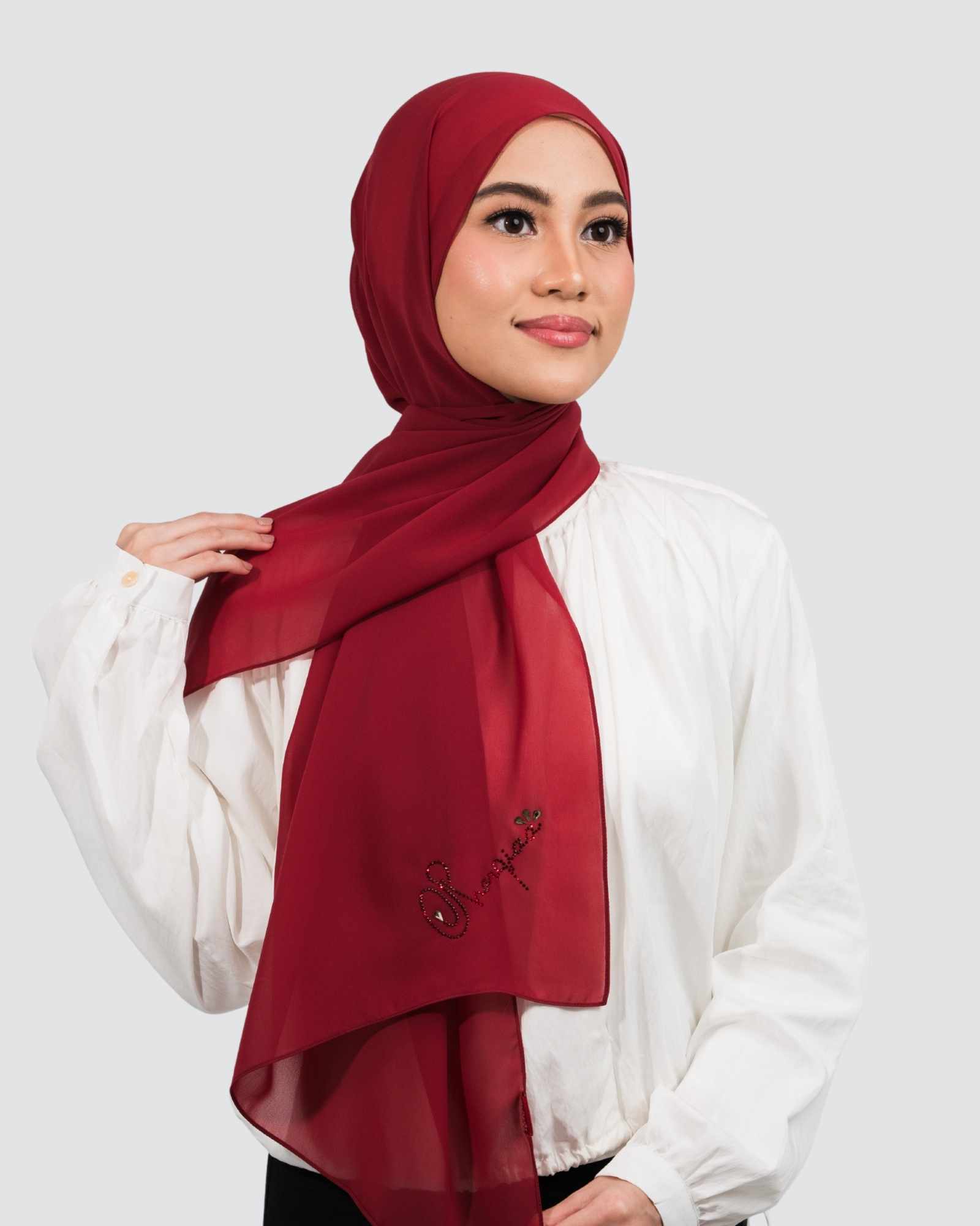 Sana Signature Swarovski Shawl - Wine