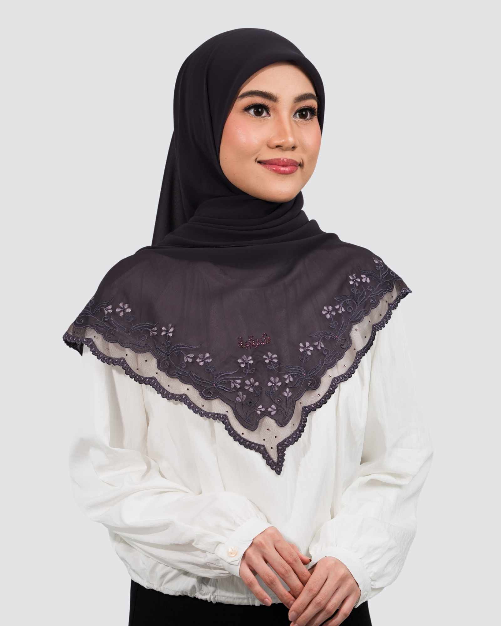 Layla Lace Embroidery Square - Amethyst
